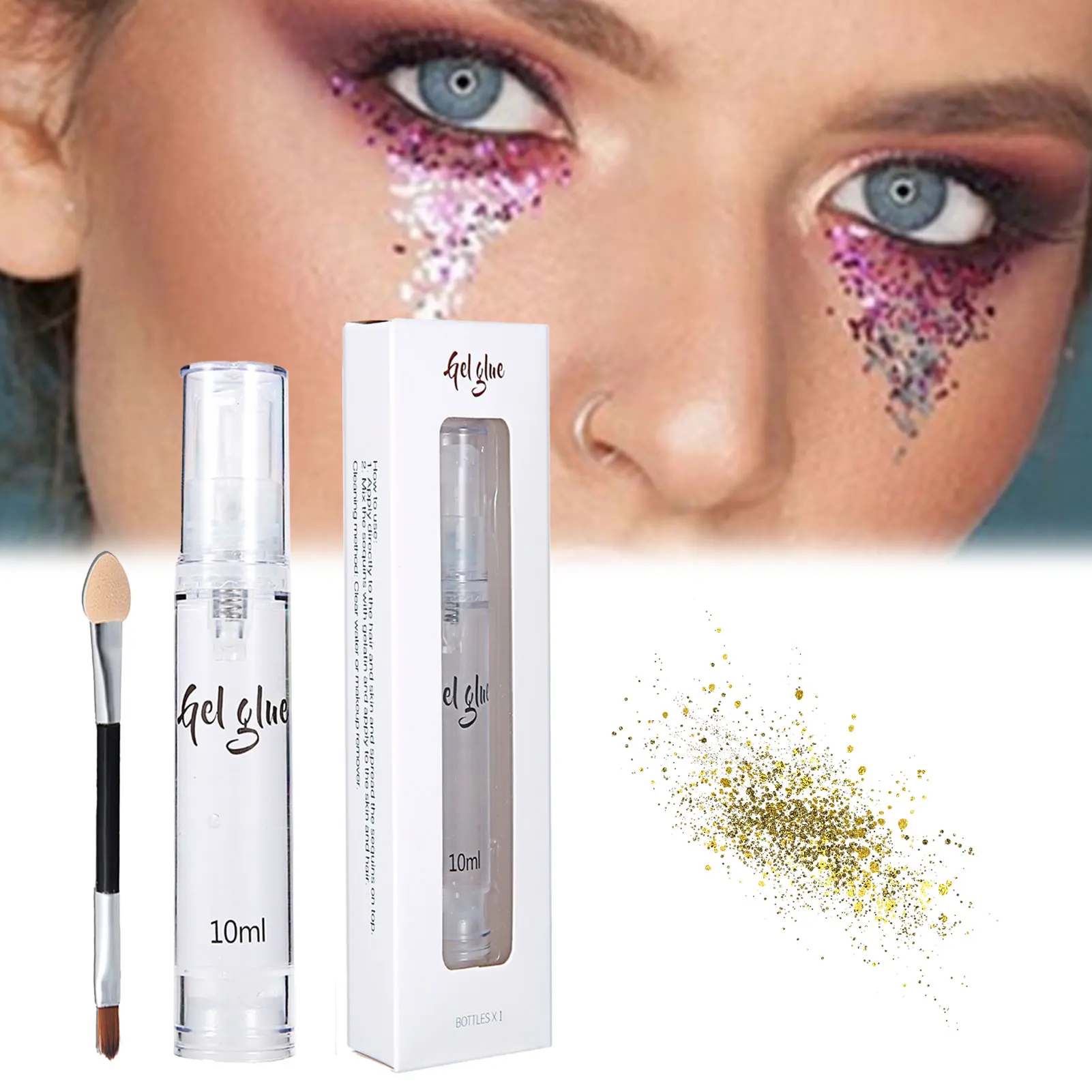 10ML Glitter Body Glue Eyeshadow Gel For Eye Face Body Powder Shimmer Temporary Tattoo Set Lasting Primer Glue 6