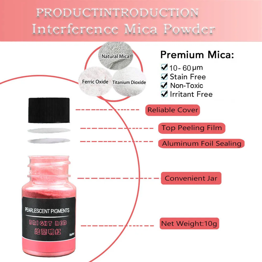 24 Colors Mica Powder Pigment Natural Fine Pigment Glitter Powder for Candles Epoxy Resin Slime Soap Making,Crafts Nail Painting