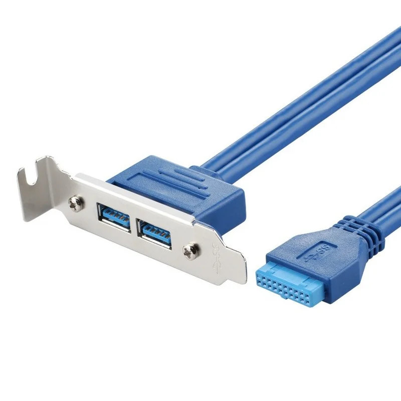 Portas Usb 3.0 Fêmea Painel Traseiro para Placa-mãe 20pin Encabeçamento Conector Adaptador de Cabo com Suporte de Placa Slot Pci 50cm 2