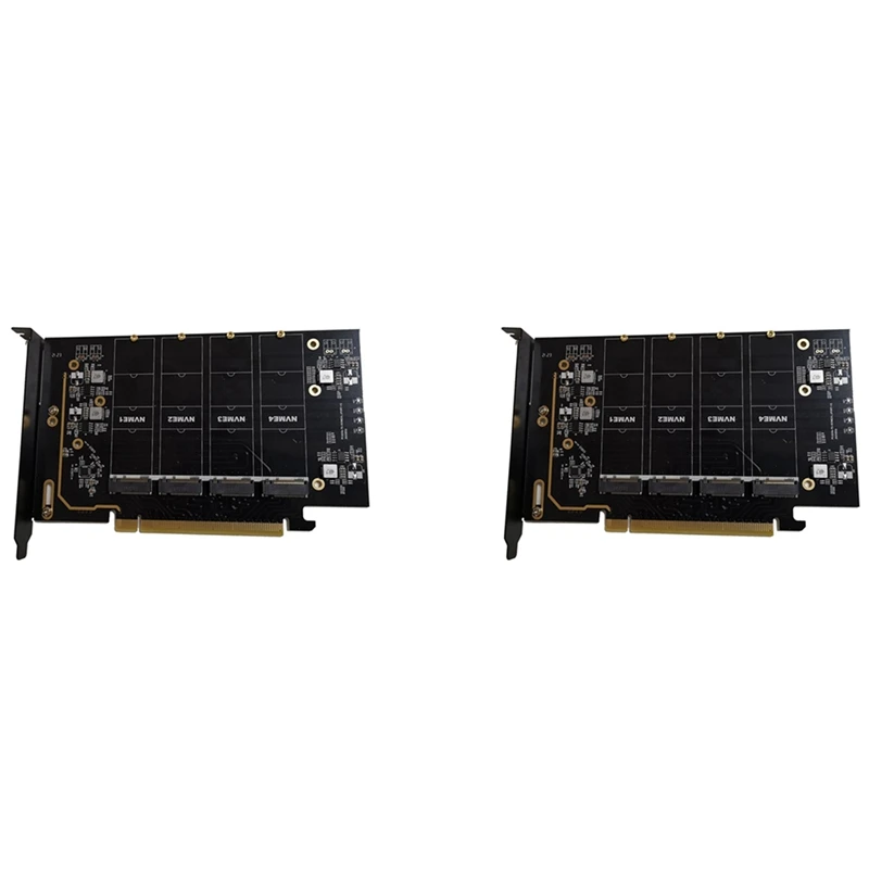 

2X M.2 NVME To Pcie 4.0 X16 Adapter Card, Supports 4 Nvme M.2 2280, Supports Bifurcation Raid