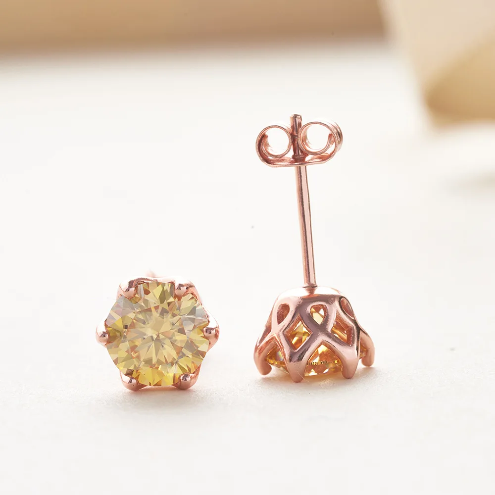 1-2 Karat d Farbe Moissan ite Ohrringe für Frauen Sterling Silber Ohr stecker modisch und brillant – Detail 4
