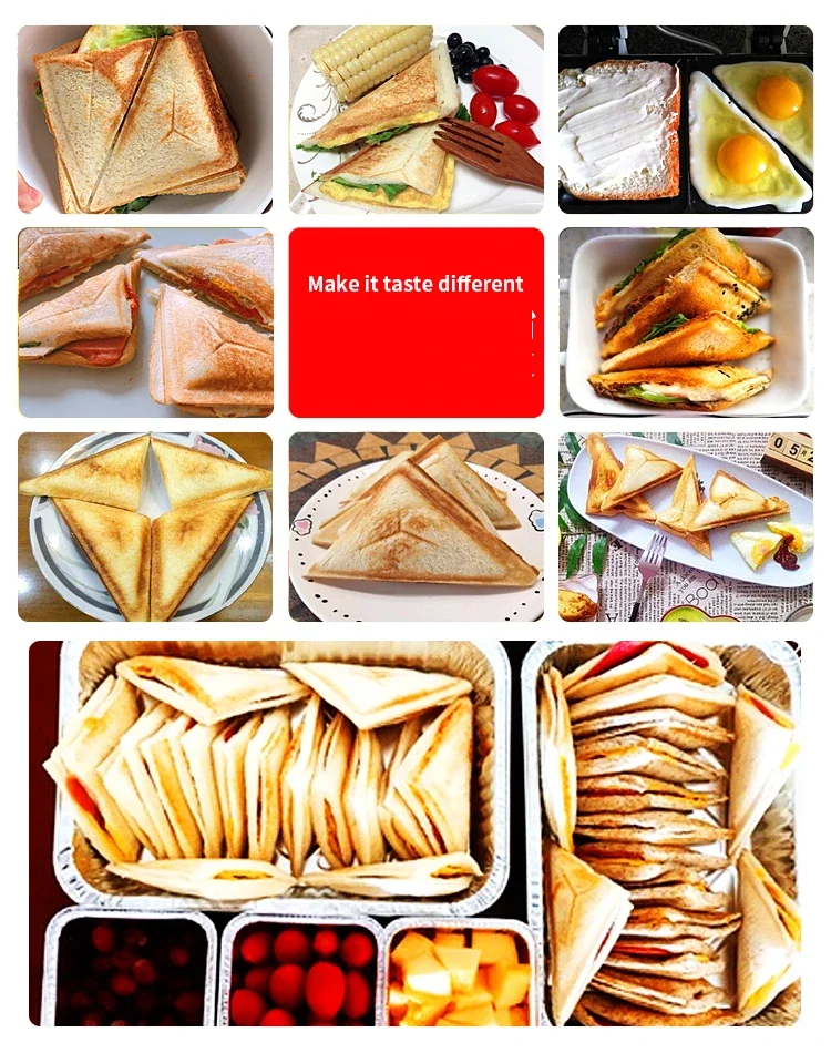 Sandwich Machine Commercial Multifunctional Triangle Baked Sandwich Breakfast Machine Household Double-sided Heating