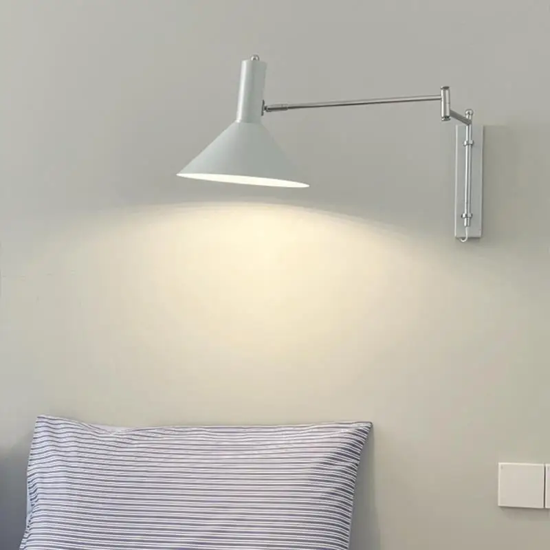 Modern Swing Wall Lamps Loft Adjustable Head Wall Lights Surface Installation Reading Wall Sconces E27 Indoor Wall Lamp 85-260v