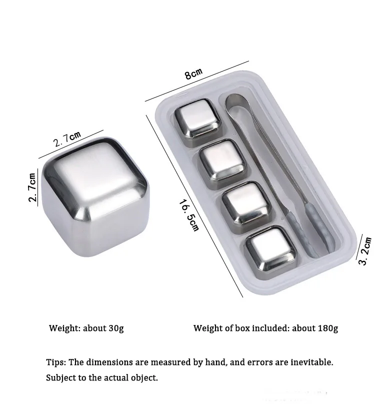 Stainless Steel Ice Cubes Beer Red Wine Coolers Reusable Chilling Stones Vodka Whiskey Holders Keep Drinks Cold Party Bar Tools