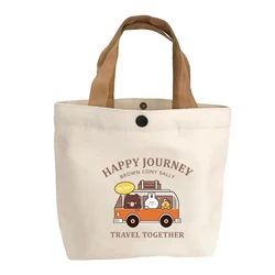 Durable Cartoon Pattern Canvas Tote Bag - Versatile Lunch Carrier Handbag (D)