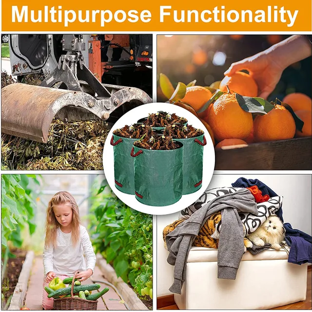 Nagy Kapacitású Kerti Újrafelhasználható Vízálló Levélzsák Könnyű Szemét Can Cans Ceheted Garden Hulladék Gyűjtemény Konténer Tároló Táska