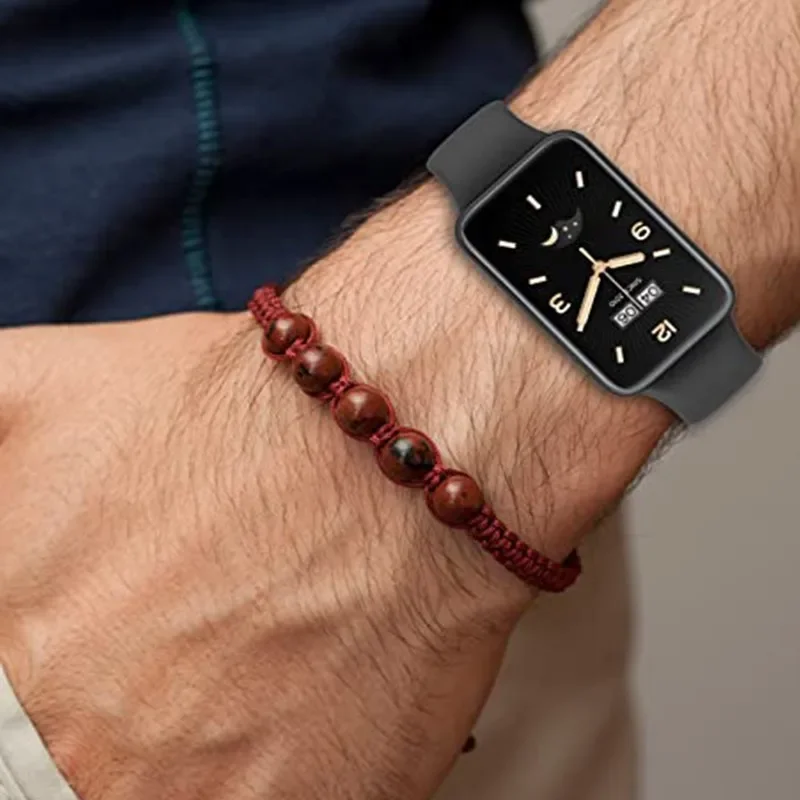 LanQii Nylon Cinturino Compatibile con Xiaomi Mi Band 7/Xiaomi Mi Smart Band 7, Cinturini di Ricambio Sportivo Traspirante Braccialetto per Xiaomi Mi Band 7 Nero/Rosso+Nero/Verde