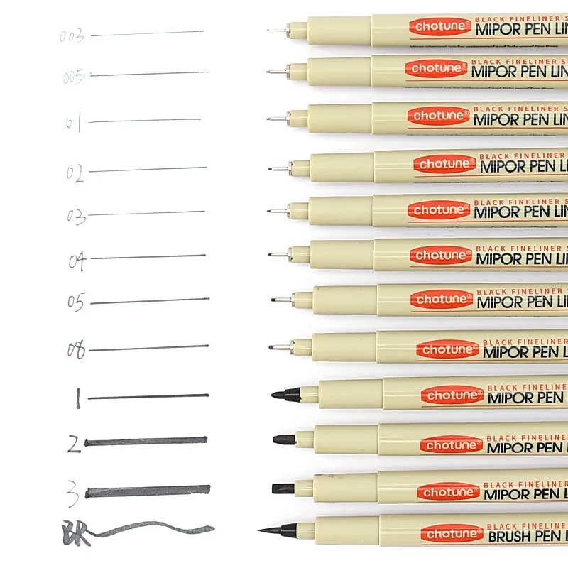 Pigment Liner Micron Ink Marker Pen For Manga Waterproof Art pen Writing Drawing Sketch Art Supplies