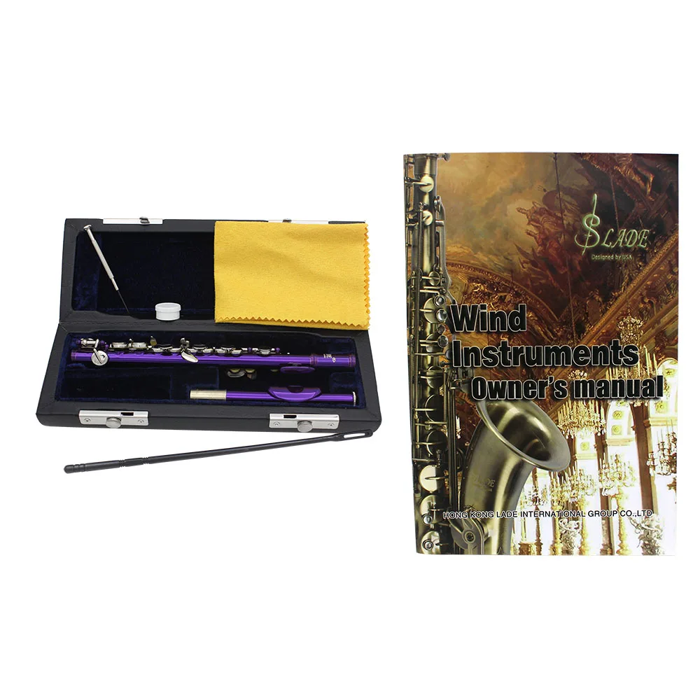 Piccolo Flute C Key Half-size Purple Flute with Case Cleaning Cloth Cupronickel Piccolo Professional Woodwind Instruments