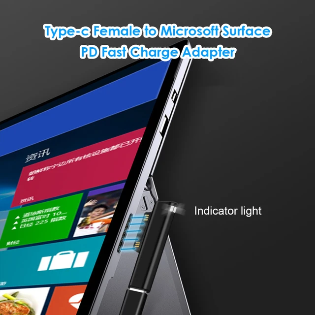USB C адаптер для быстрой зарядки, 15 В/3 А, для Microsoft Surface Pro 7/6/5/4/3/Go/ Book1/2 5