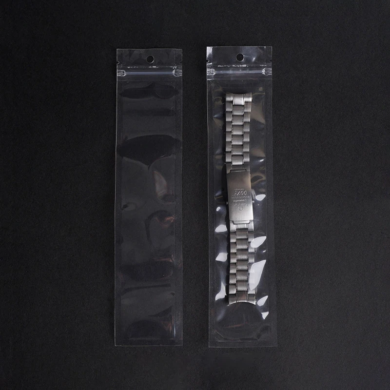 TETP 100Pcs Transparent Watch Band Packaging Bags With Hang Hole Accessories Necklace Storage Display Ziplock Plastic Bag 2