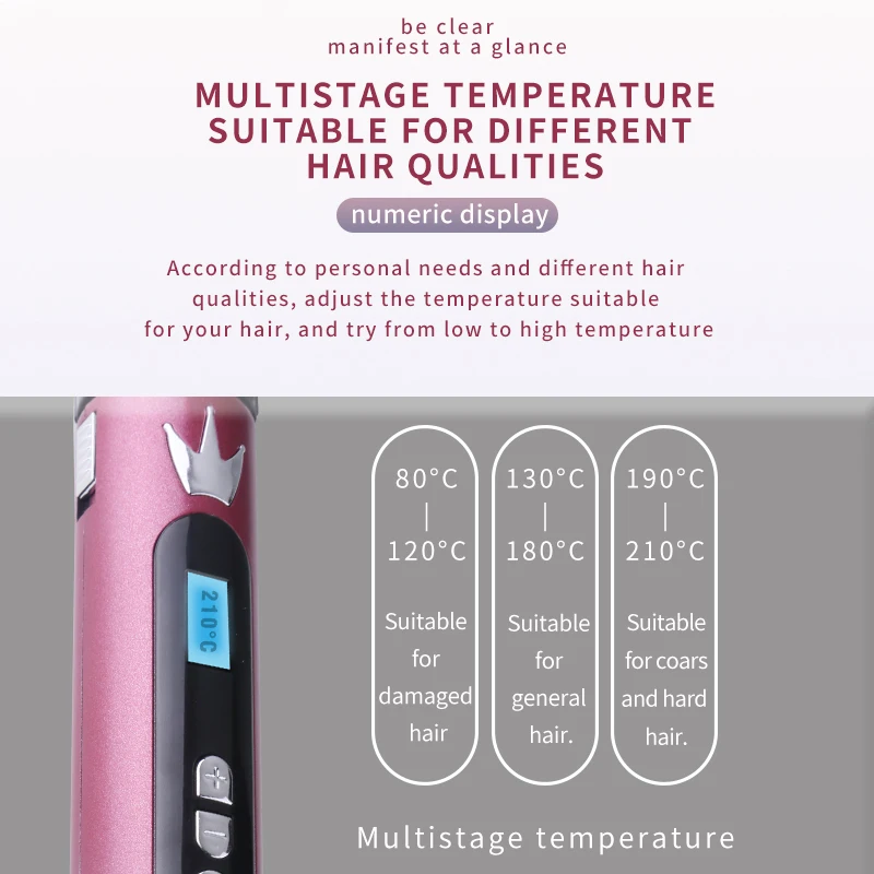 Kemei Professional Hair Curler Hair Curling Iron Wand Ceramic Tourmaline long Barrel Dual Voltage 100-240V Waving Style Too