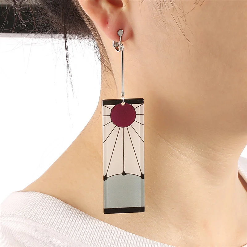 Anime Demon Slayer Kimetsu no Yaiba Blade of Ghost Drop Earrings Acrylic For Women Men Jewelry Accessories Gift