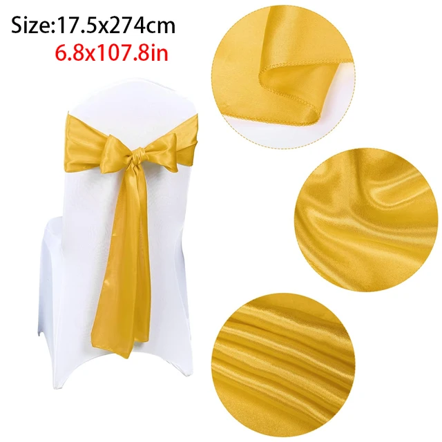 Ceinturage de Chaise en Satin avec Nministériels d, Universel, Ruban, Décoration pour ixde Mariage, Réception, Événements, Banquets, Hôtel 2