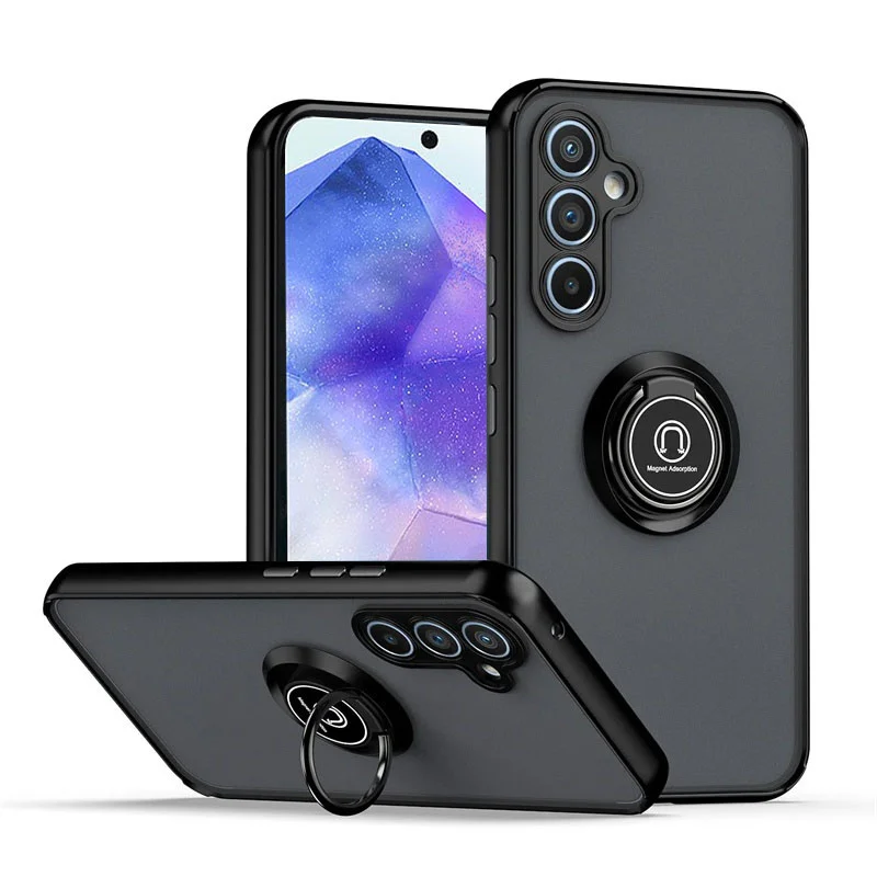 Magnetic Matte Protective Ring Case - Sleek and Durable Smartphone Cover