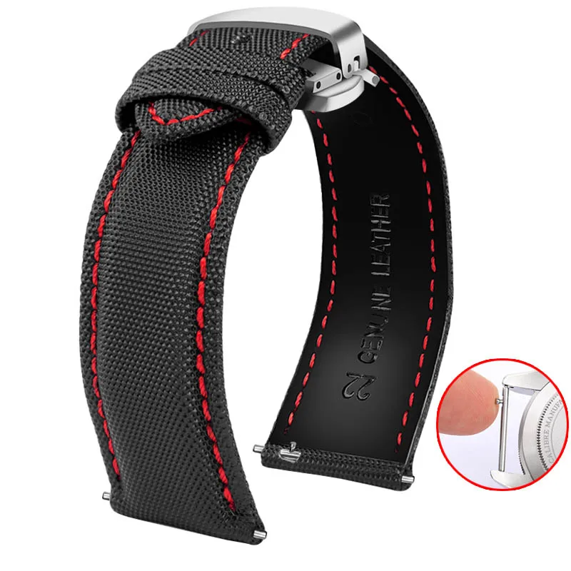 Vibrant Multi-Color Unisex Canvas Watch Band Bracelet - Blue, Orange, Black, Red Lines