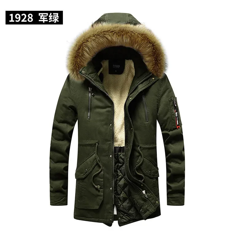 Men Thick Warm Winter Jackets Men's Clothing Top Long Fleece Parkas Man Parka Plus Size Casual Fashion Outwear Stand Colar Coats