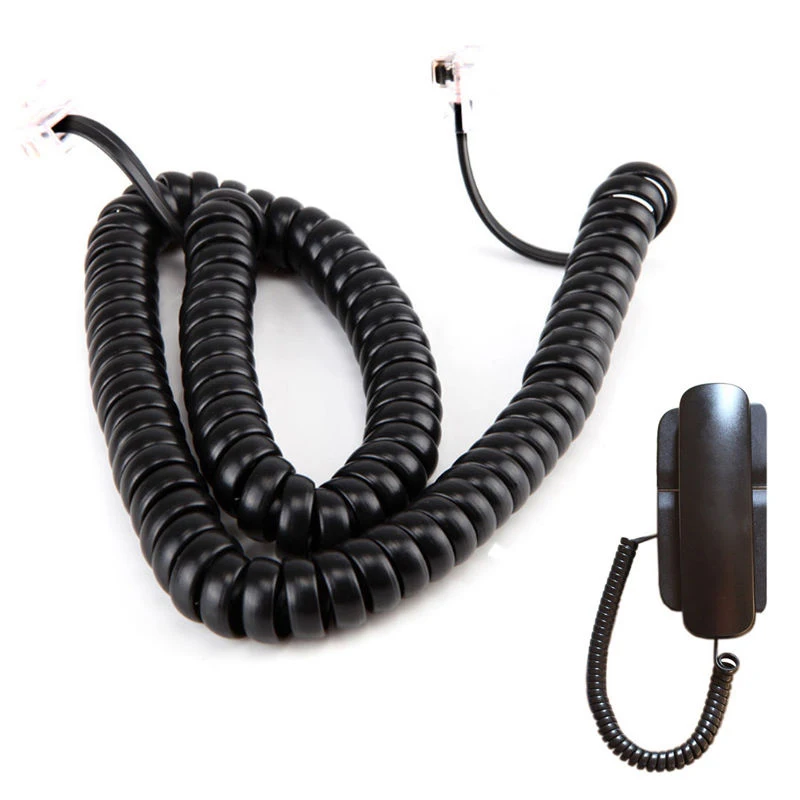 Description Picture 5 of item3meters Telephone Handset Phone Extension Cord Curly Coiled Cable Spring Wire RJ10 Plug Telephone Coiled Cord