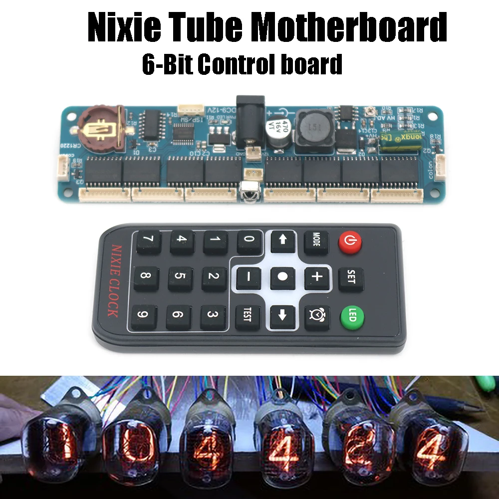 

NEW 6Bit Nixie Tube Clock Motherboard Controller Board Remote Control Universal In12 In14 In18 IN8 Qs30-1 Digital LED Glow Tube