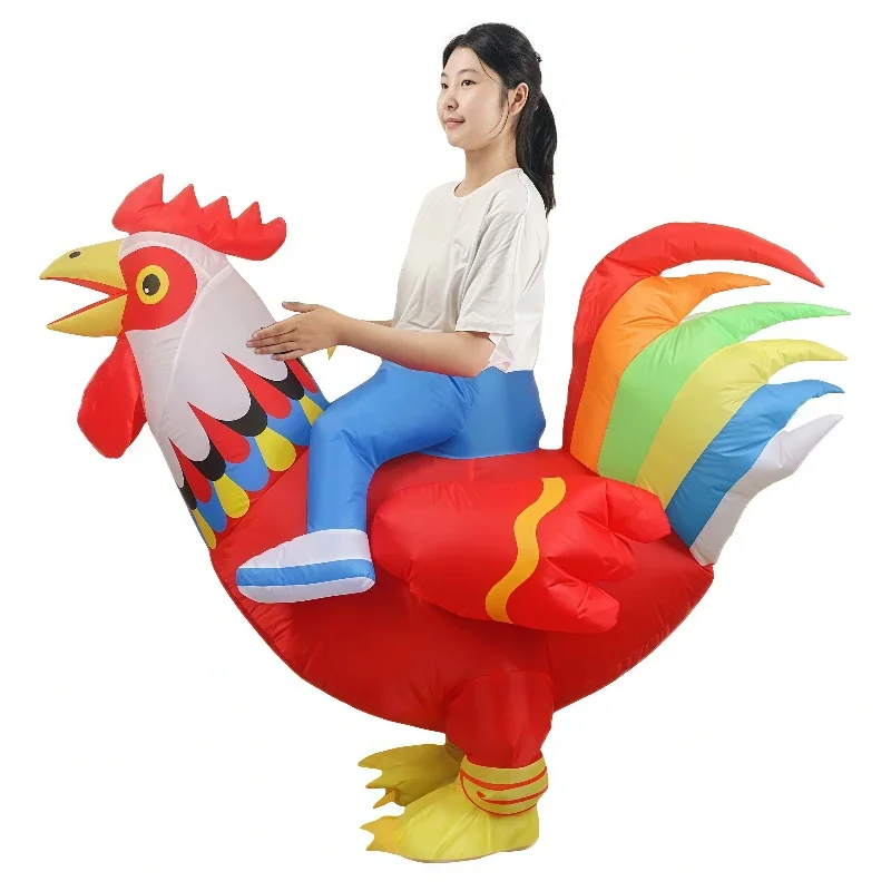 Ride-On Rooster Inflatable Costume fancy cock Rooster Blow Up Outfit For Halloween Carnival Farm Theme Party Inflatable set