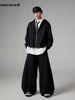 Mauroicardi Autumn Black Flowy Baggy Wide Leg Pants for Mens with Drawstring Elastic Waist Streetwear Loose Casual Soft Trousers 1