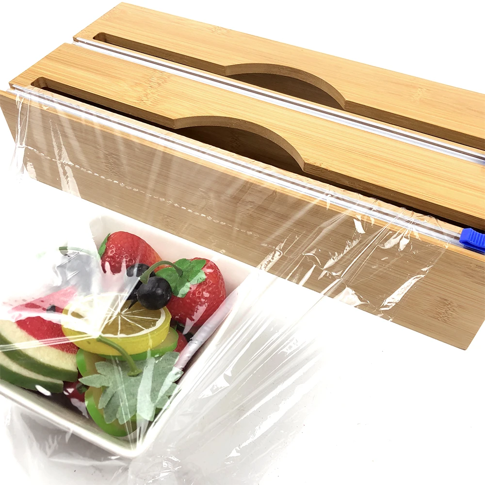 バンブー 竹製ラップディスペンサー カッター付き ラップ キッチン 収納