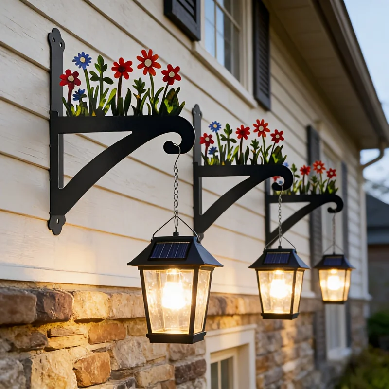 Decorative metal flower holder for outdoor gardens, made of durable wrought iron, rust-resistant