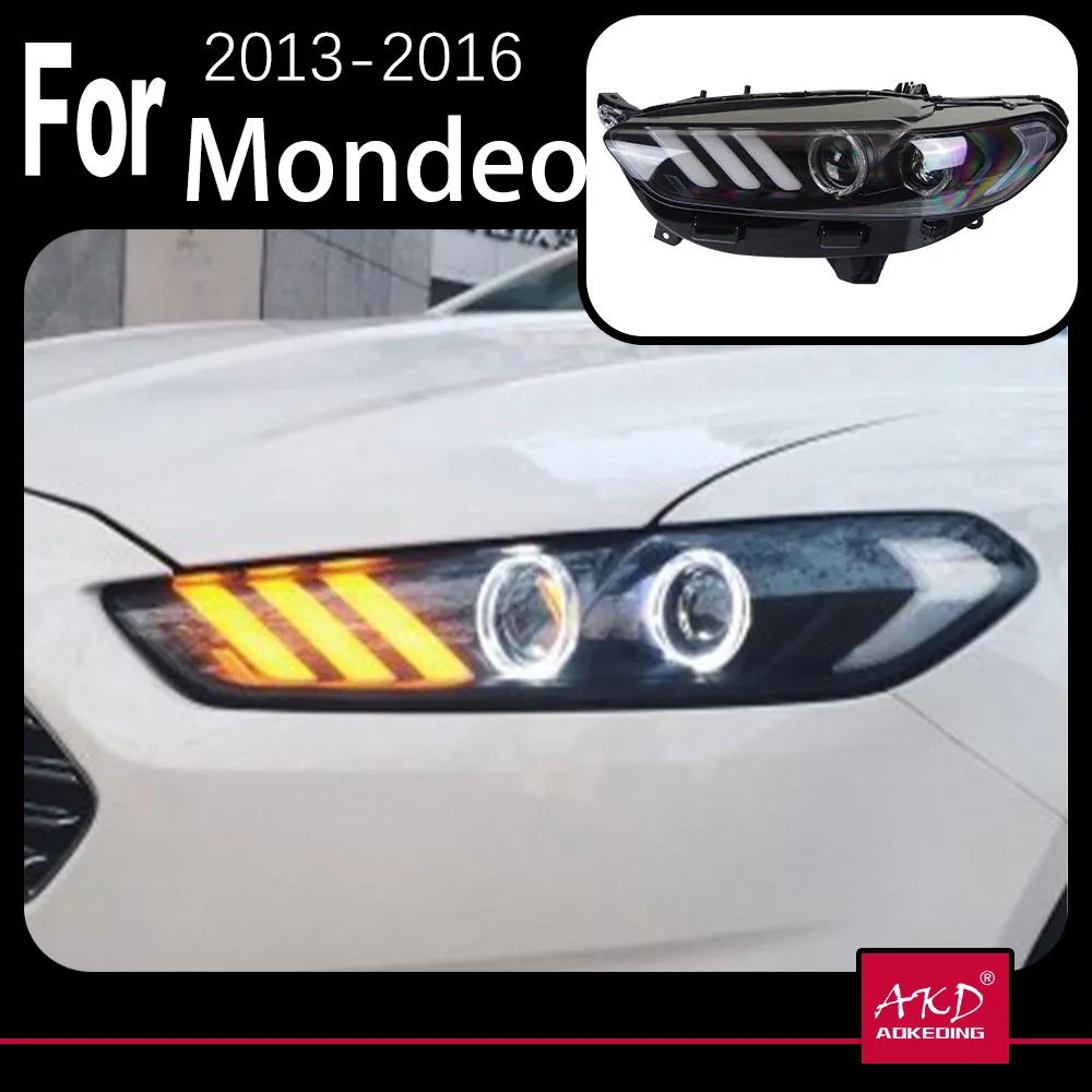 AKD Car Model for Ford Fusion Headlight 2013-2017 Mondeo DRL Mustang Design Hid Dynamic Signal Bi Xenon LED Beam Accessories - Image 4