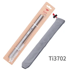 Reusable Titanium Drinking Straw with Cleaner Brush - 12mm Wide for Milkshakes & Bubble Tea (210mm)