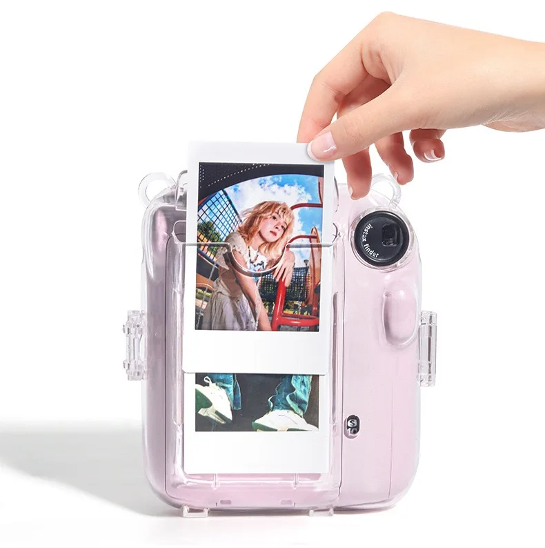 Camera Case For Fujifilm Instax Mini 12 Transparent Camera Case Protective Carry Bag Cover with Shoulder Strap Storage Bag