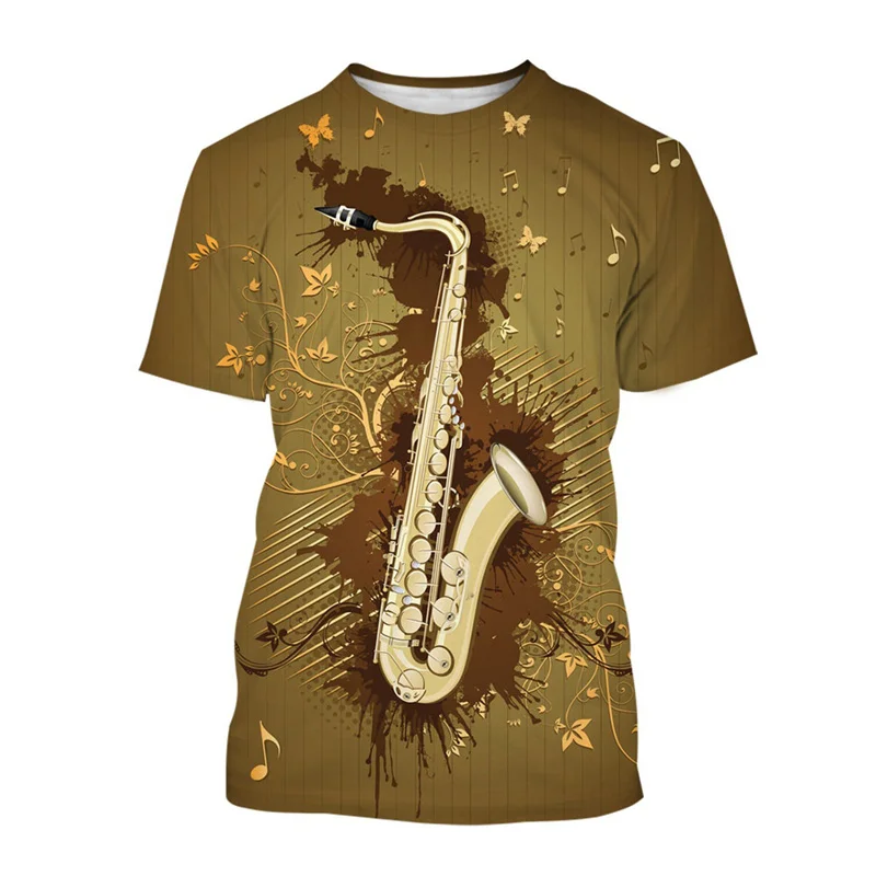 

Classic 3d Printed Saxophone T Shirt Summer Tops Music Instrument T-Shirt For Men Hot Sale Street Oversized Short Sleeve Tees