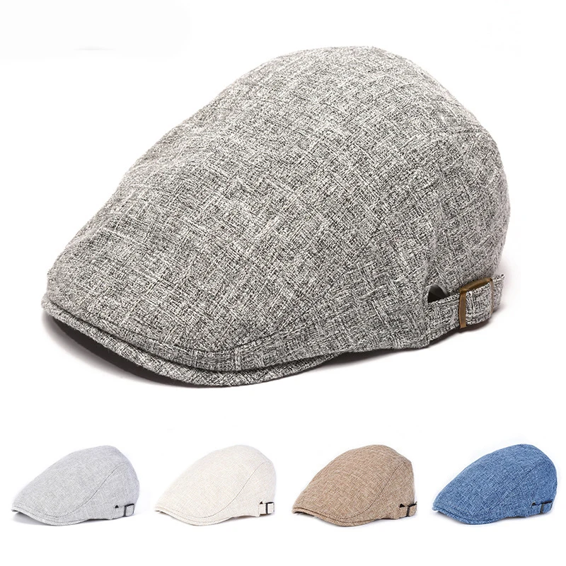 

Fashion Hat Beret Linen Breathable Sun Shading men Summer Outdoor Casual Duck Tongue Hat Linen Beret Men Free Shipping Warm