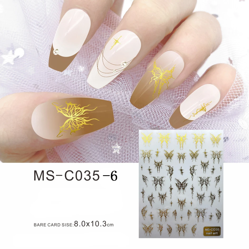 3D Stickers for Nails Purple Blue Gold Butterfly Line Design Nail Art  Decoration Adhesive Manicure Sticker Nail Foil Accessories - AliExpress