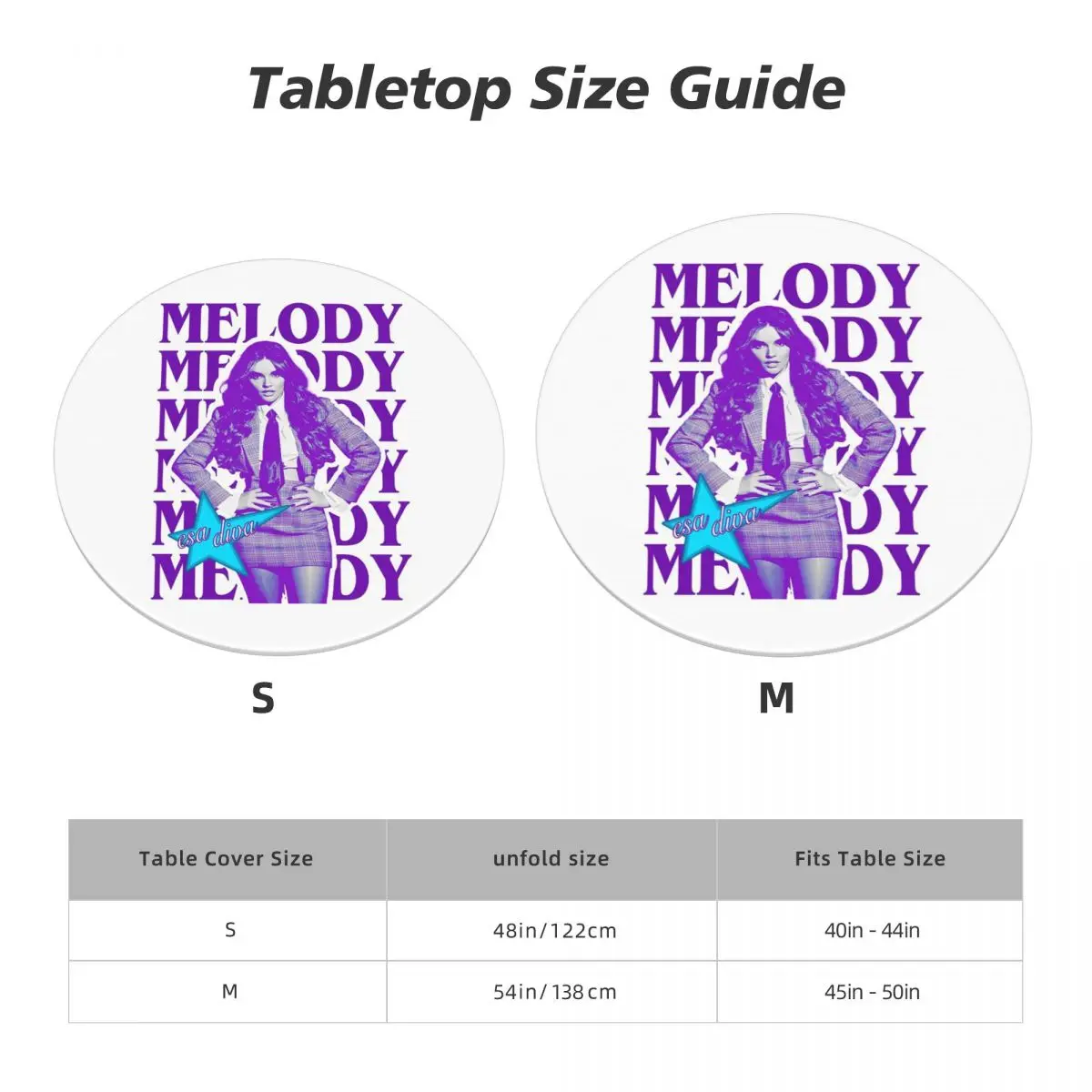 Melody Esa Diva Spain Eurovision Merch Waterproof Round Tablecloth Oilproof Table Cloth for Kitchen Events Dining Table Cover 6