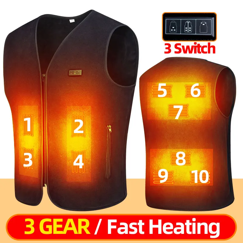 Heated Rechargeable Fleece Vest - Unisex Thermal Outdoor Wear