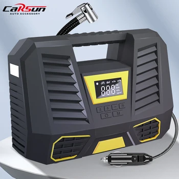 CARSUN-휴대용 공기 압축기 150PSI 타이어 공기 주입기, LED 손전등 스크린 자동차 자전거용 빠른 팽창 펌프