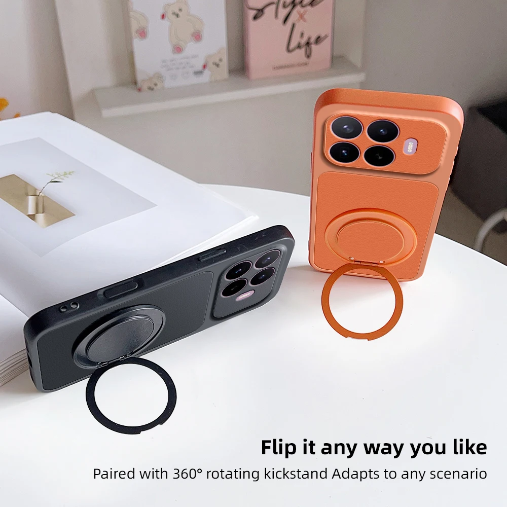 Luxury Leather Matte Magnetic Holder Stand Phone Case