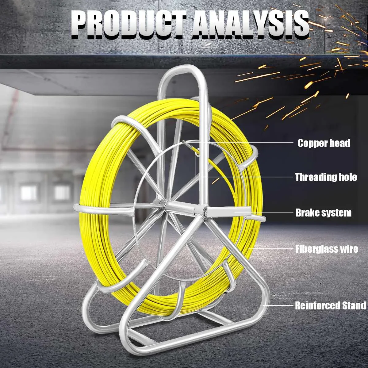 100M Cable Puller Fish Tape Yellow Cable Fiberglass Cable Fish Tape Reel  Puller Fiberglass Metal Wall Wire Conduit 6mm Diameter - AliExpress