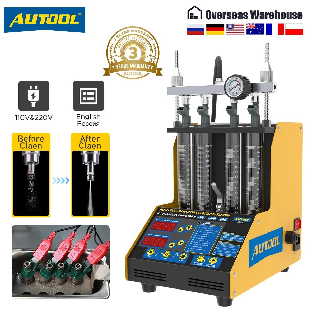 AUTOOLCT150OriginalCarFuelInjectorTesterCleaningMachine