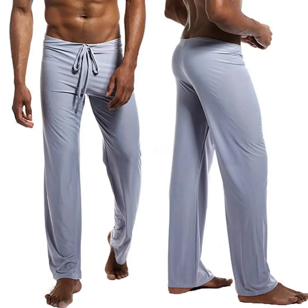 Men Casual Solid Color Low-waisted Drawstring Loose Sport Jogging Trousers Running Yoga
