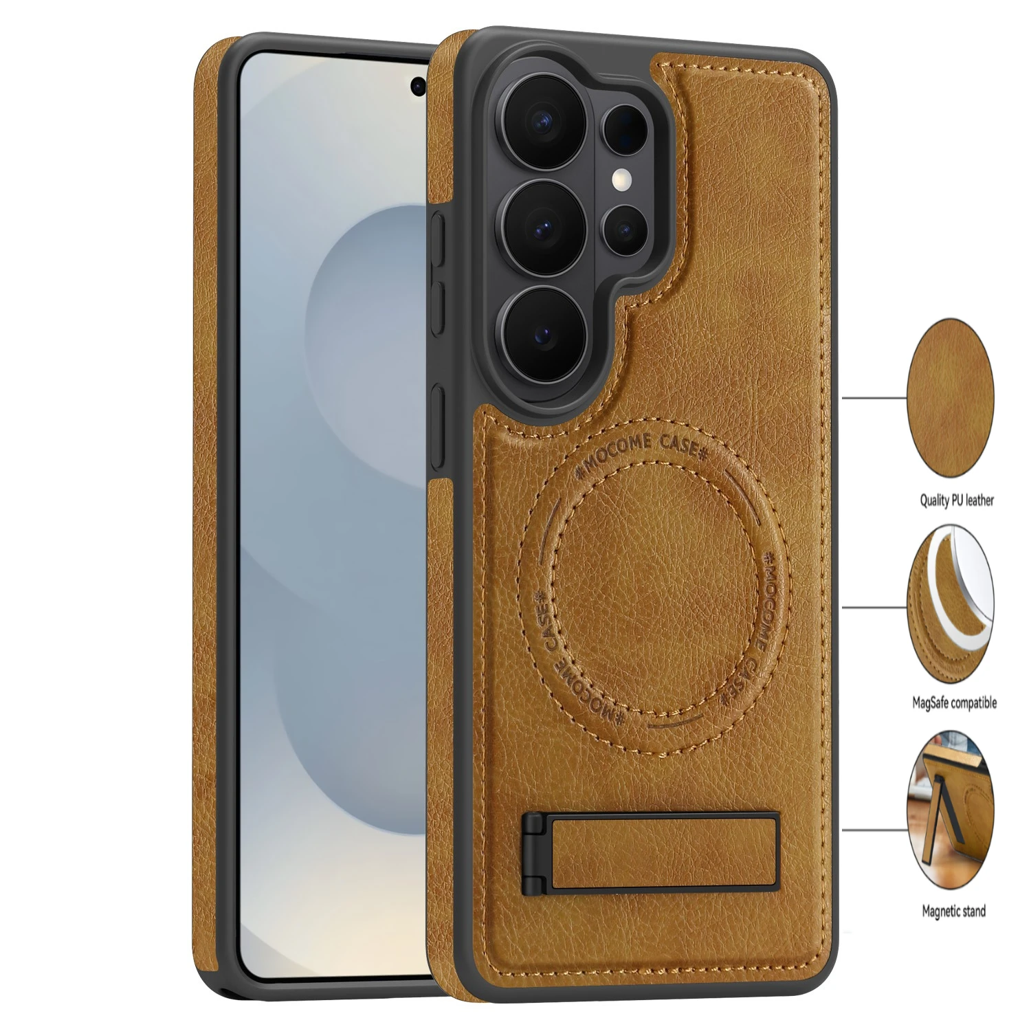 Deluxe Leather Magnetic Phone Case with Business Stand Bracket