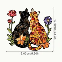 Stained Glass Window Hanging Decor Stained Glass Cat Window Hanging Cat Suncatcher For Hanging Decorations Gifts Beaded Garland 2