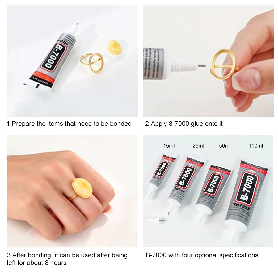 LOOLIFL New B-7000 Clear Contact Phone Repair Adhesive Universal Glass Plastic DIY Jewelry Craft Adhesive Glue 15/25/50/110ML 5