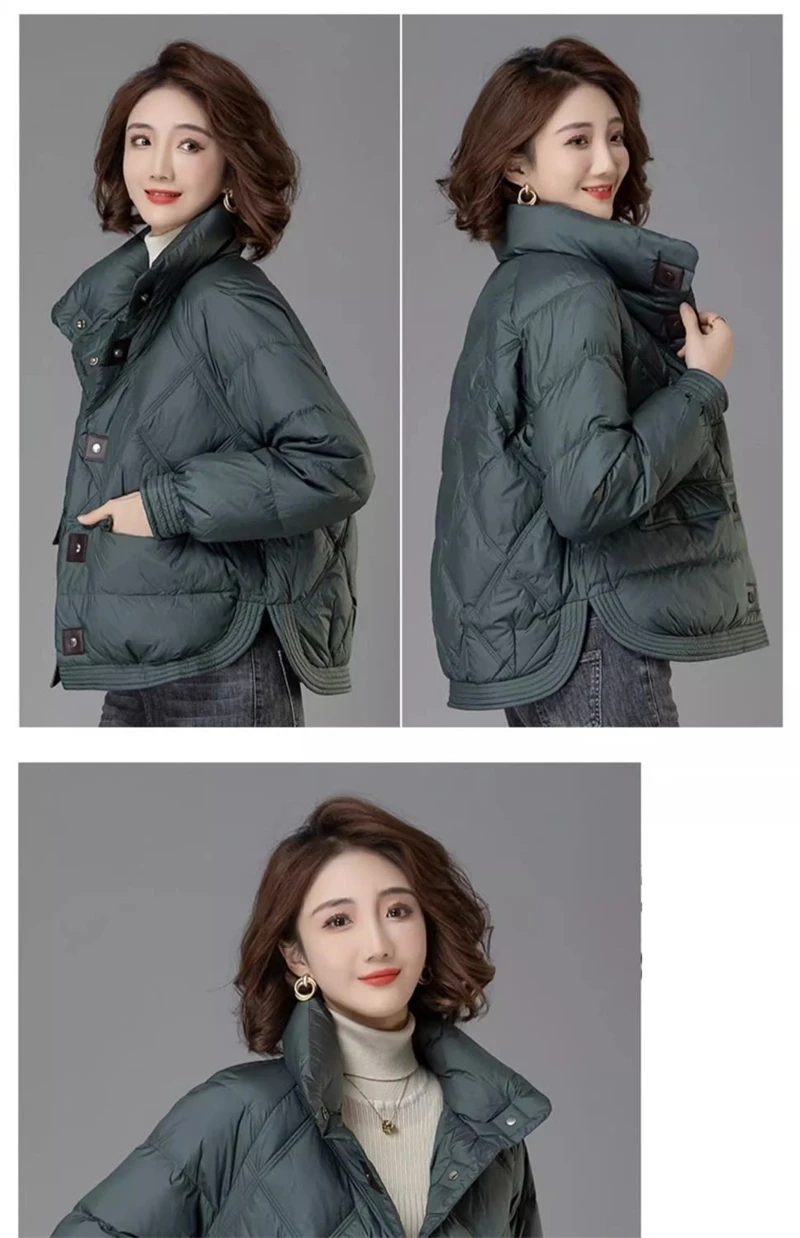 Ladies Down Cotton Jacket 2025 Middle Aged Mother Elegant Lady Outerwear Fashion Long Sleeves Loose Women's Winter Parka Coat