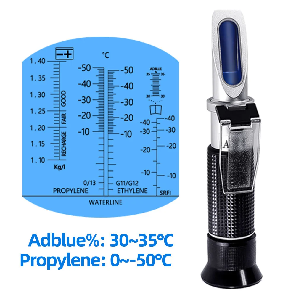 Réfractomètre de voiture 4 en 1, 30 à 35% Adblue, testeur d'urée Glycol, batterie antigel avec ATC