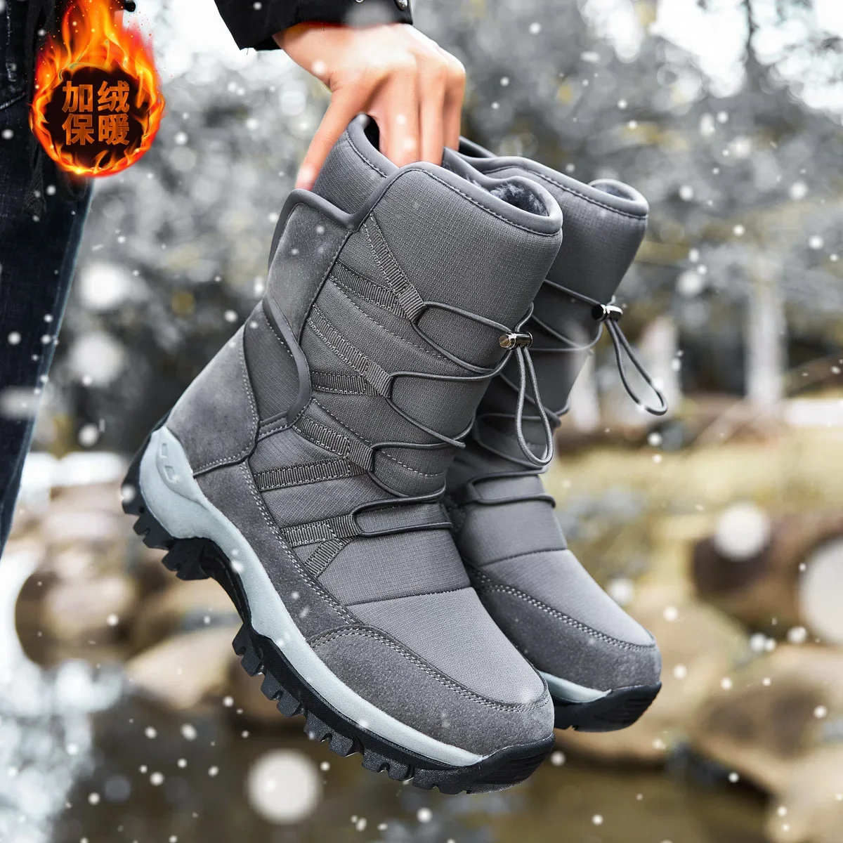 Winter Women Ankle Boots Keep Warm Women's Snow Boots Outdoor Slip on Platform Women's Hiking  Thickened Plush Women