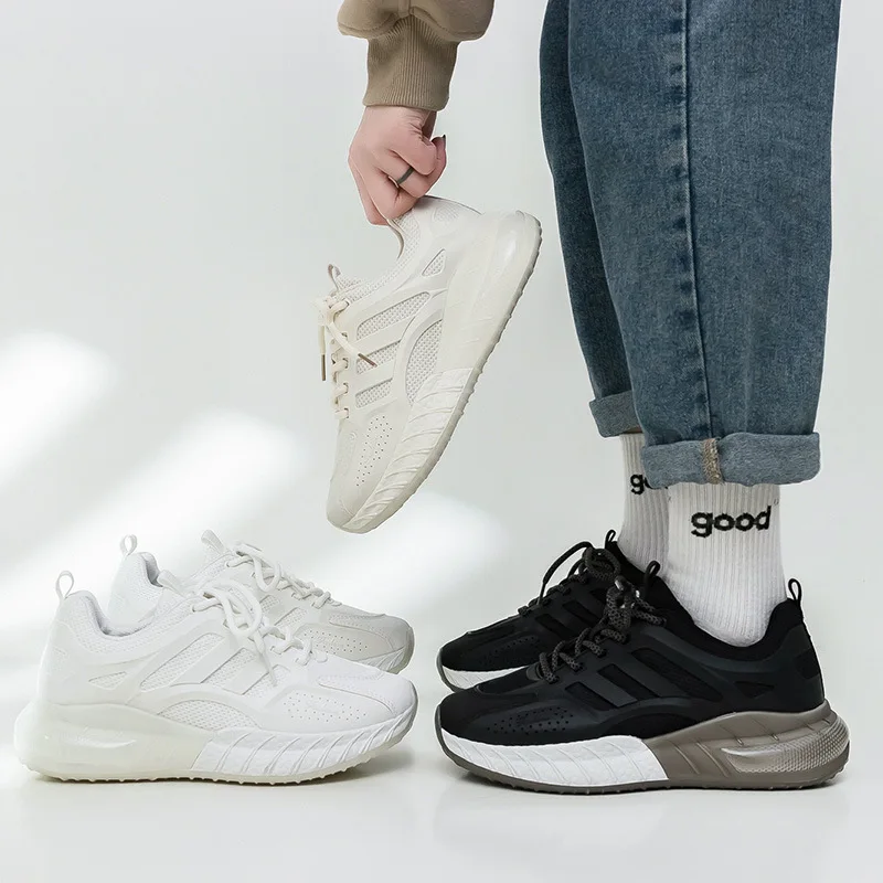 New Popcorn Bottom Sneakers Female Couple Versatile Thick-soled Little White Shoes Mesh Breathable Running Shoes Men's F8802