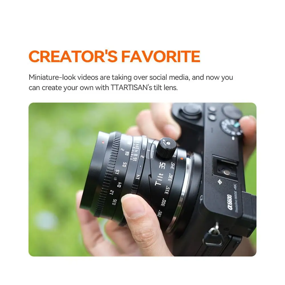 Tilt 35mm F1.4 APS-C E X Z RF M43 mount for Sony zve10 Fuji XT5 Nikon ZFC Canon