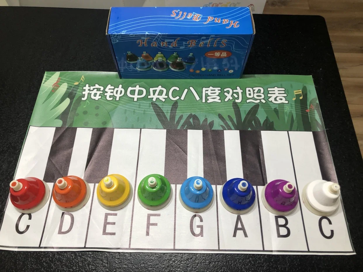 Musical Instrument Set Handbell Colorful 8-Note Hand Bell Child Music Toy Baby Early Education Beautiful Christmas Gift hand bell