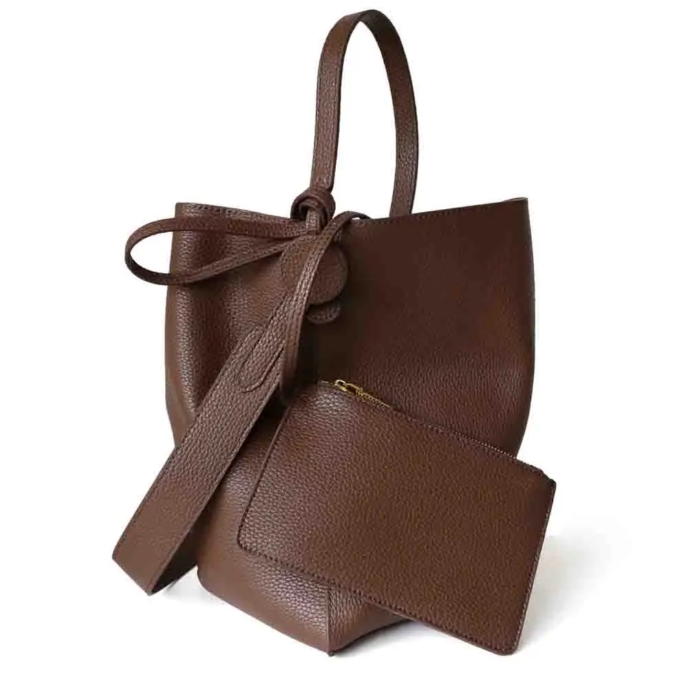 

Motingsome Large Woman Bag Top Litchi Grain Cowhide Bucket Unique Handbag Shoulder Purse Luxury Designer Tote Brown 2022 New